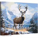 Олень в горах Природа Животные Пейзаж Зима 80х100 Раскраска картина по номерам на холсте