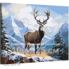 Олень в горах Природа Животные Пейзаж Зима 100х125 Раскраска картина по номерам на холсте