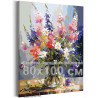 Букет летних цветов Натюрморт Цветы в вазе Интерьерная 80х100 Раскраска картина по номерам на холсте