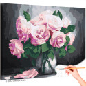 Розы для любимой девушки Букет в вазе Цветы Натюрморт Интерьерная Раскраска картина по номерам на холсте