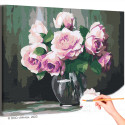Розы для девушки в вазе Букет Цветы Натюрморт Интерьерная Раскраска картина по номерам на холсте