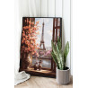 Натюрморт на фоне Эйфелевой башни Цветы Городской пейзаж Париж Интерьерная Весна 80х100 Раскраска картина по номерам на холсте