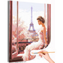 Девушка с розами на фоне Эйфелевой башни Париж Люди Городской пейзаж Весна Розовая Раскраска картина по номерам на холсте