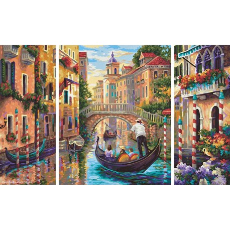 Венеция - город в Лагуне Триптих Раскраска по номерам акриловыми красками Schipper (Германия)