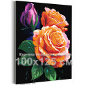Три ярких розы Цветы Букет Ярка Интерьерная 100х125 Раскраска картина по номерам на холсте
