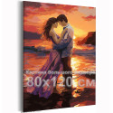 Пара у моря на закате Любовь Романтика Влюбленные Страсть Девушка Женщина 80х120 Раскраска картина по номерам на холсте