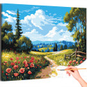  Дорога в лес с маками Природа Пейзаж Цветы Лето Раскраска картина по номерам на холсте AAAA-NK538