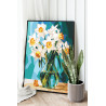  Нарциссы в стеклянной вазе Натюрморт Букет Цветы Весна Интерьерная 80х100 Раскраска картина по номерам на холсте AAAA-NK534-80x