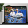  Два влюбленных лебедя на озере Пара Романтика Птицы 80х100 Раскраска картина по номерам на холсте AAAA-NK537-80x100