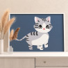 Полосатый котенок Животные Легкая Маленькая Раскраска картина по номерам на холсте