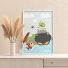 Бегемот и лягушка Животные Рыба Для детей Детская Для мальчика Для девочек Простая Легкая Раскраска картина по номерам на холсте