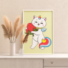 Котенок единорог с клубникой Раскраска картина по номерам на холсте