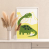 Динозавр мама и малыши Животные Раскраска картина по номерам на холсте