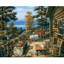 Терраса лесного домика Раскраска картина по номерам на холсте Menglei