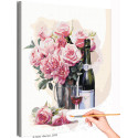 Розы и игристое вино Цветы Натюрморт Букет Романтика Для кухни Раскраска картина по номерам на холсте