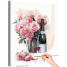 Розы и игристое вино Цветы Натюрморт Букет Романтика Для кухни Раскраска картина по номерам на холсте AAAA-NK535