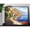 Ситуативная картинка Дома на берегу моря Италия Город Пейзаж Лодка Океан Раскраска картина по номерам на холсте AAAA-NK542