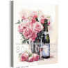 Розы и игристое вино Цветы Натюрморт Букет Романтика Для кухни 80х100 Раскраска картина по номерам на холсте