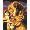 Лев и львица Раскраска картина по номерам на холсте Menglei