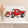 2 Красная машина с улыбкой Транспорт Автомобиль Для детей Детская Для мальчиков Маленькая Раскраска картина по номерам на холсте