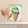 2 Зеленое мороженое Еда Для детей Детская Для мальчика Для девочек Маленькая Легкая Раскраска картина по номерам на холсте