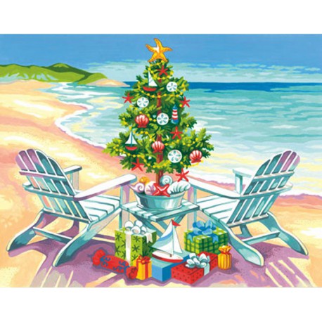 Рождество на пляже Раскраска картина по номерам акриловыми красками Dimensions