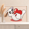 2 Игривый котенок с сердцем Животные Кошки Романтика Любовь Детские Для детей Легкая Маленькая Раскраска картина по номерам на х