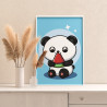 2 Панда с арбузом Животные Еда Детская Для детей Для мальчиков Для девочек Маленькая Легкая Раскраска картина по номерам на холс