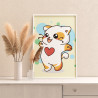 2 Радостный котенок с сердцем Животные Коты Кошка Детская Для детей Для мальчиков Для девочек Маленькая Легкая Раскраска картина