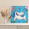 2 Акула в море Животные Рыбы Для детей Детские Для девочек Для мальчика Маленькие Простые Раскраска картина по номерам на холсте