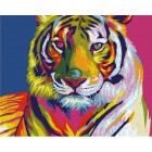 Радужный тигр Раскраска картина по номерам акриловыми красками на холсте