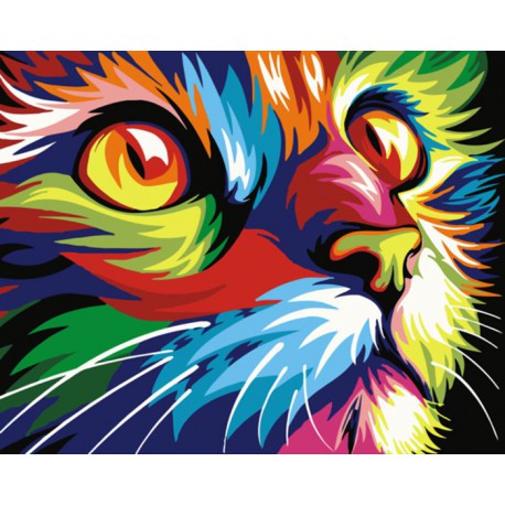 Радужный кот Раскраска картина по номерам акриловыми красками на холсте