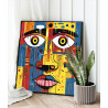  Лицо с большими глазами Абстракция Девушка Губы Яркая Интерьерная 80х80 Раскраска картина по номерам на холсте AAAA-NK123-80x80