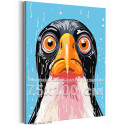 Пингвин под дождем Животные Птицы Мультики Смешная Для детей 75х100 Раскраска картина по номерам на холсте