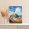 Пейзаж с маяком и цветами Раскраска картина по номерам на холсте