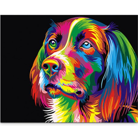 Радужный пес Раскраска картина по номерам акриловыми красками на холсте Paintboy
