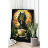 Зеленый дракон с чашкой Животные Символ года Новый год Аниме Фэнтези 80х100 Раскраска картина по номерам на холсте