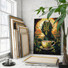 Зеленый дракон с чашкой Животные Символ года Новый год Аниме Фэнтези 100х125 Раскраска картина по номерам на холсте
