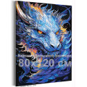 Китайский голубой дракон Животные Символ года Новый год Аниме Фэнтези 80х120 Раскраска картина по номерам на холсте