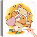 Енот с сердцем Животные Романтика Для детей Детская Для девочек Для мальчика Легкая Раскраска картина по номерам на холсте