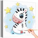 Малыш зебра и звезды Животные Для детей Детская Для мальчика Для девочек Простая Раскраска картина по номерам на холсте