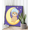 2 Сонный мишка на луне Животные Медвежонок Медведь Для детей Детская Для мальчика Для девочек Простая 80х80 Раскраска картина по