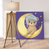 3 Сонный мишка на луне Животные Медвежонок Медведь Для детей Детская Для мальчика Для девочек Простая 80х80 Раскраска картина по