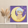 3 Сонный мишка на луне Животные Медвежонок Медведь Для детей Детская Для мальчика Для девочек Простая Раскраска картина по номер