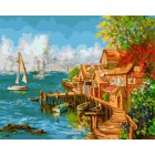 Рыбацкая деревенька Раскраска картина по номерам акриловыми красками на холсте