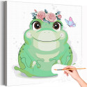 Толстая лягушка с цветами Коллекция Cute animals Жаба Животные Для детей Детские Для мальчиков Для малышей Для девочек Раскраска картина по номерам на холсте