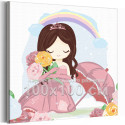 Принцесса с цветами и зонтом Коллекция Cute princess Девочка Для детей Детские Для девочек Дети Розы 100х100 Раскраска картина по номерам на холсте
