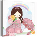 Принцесса с цветами и зонтом Коллекция Cute princess Девочка Для детей Детские Для девочек Дети Розы 80х80 Раскраска картина по 