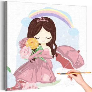 1 Принцесса с цветами и зонтом Коллекция Cute princess Девочка Для детей Детские Для девочек Дети Розы Раскраска картина по номе