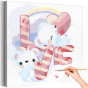 Влюбленные белые мишки с сердцем Коллекция Cute love Любовь Романтика Медвежонок Медведь Животные Машина Для детей Детские Для девочек Раскраска картина по номерам на холсте